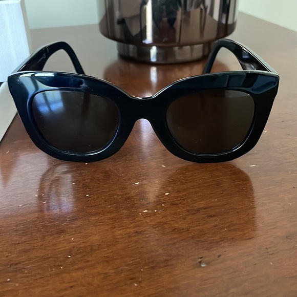 Like new Celine 4005FN black sunglasses with green lenses